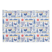 民芸の冬の鳥パターン 枕カバー (裏面-右)