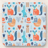 民芸の森林動物パターン コースター (正面)