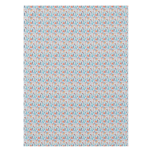 民芸の森林動物パターン テーブルクロス (正面)