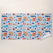 民芸の森林動物パターン ビーチタオル (正面)