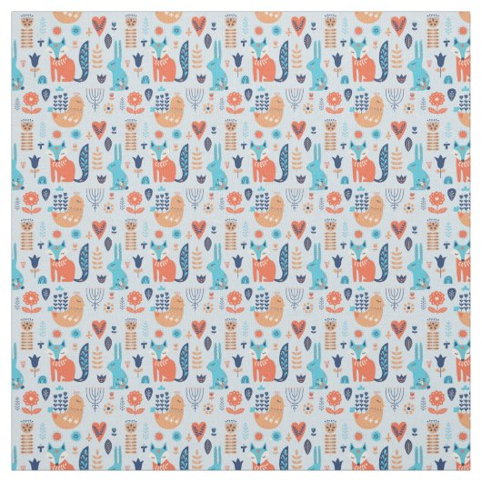 民芸の森林動物パターン ファブリック (見本)