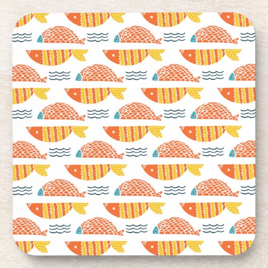 民芸の水泳の魚パターン コースター (正面)