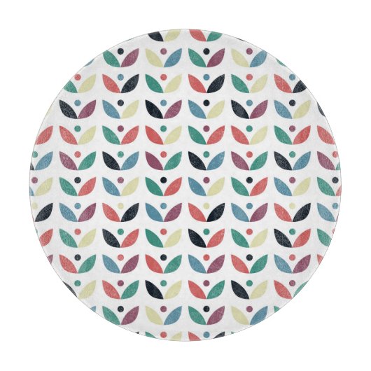 民芸の花の幾何学的なパターン カッティングボード (正面)