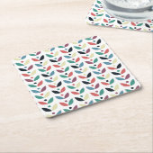 民芸の花の幾何学的なパターン スクエアペーパーコースター (アングル)