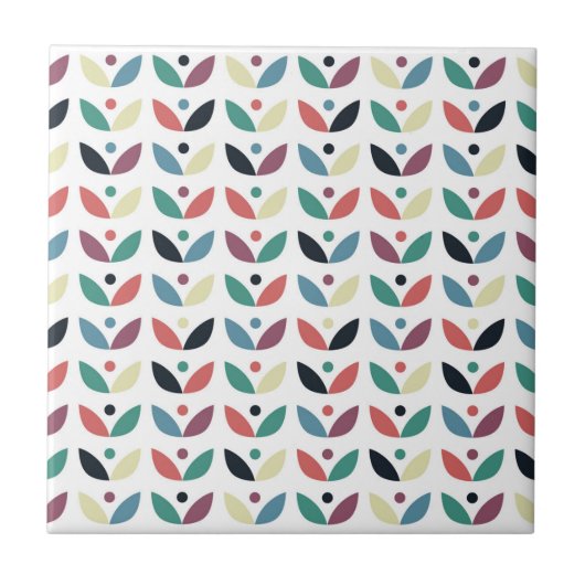 民芸の花の幾何学的なパターン タイル (正面)