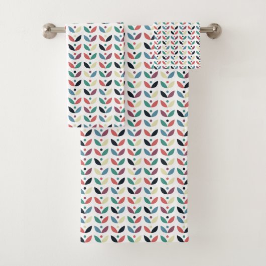 民芸の花の幾何学的なパターン バスタオルセット (インサイチュ)