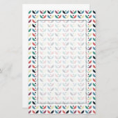 民芸の花の幾何学的なパターン 便箋 (正面/裏面)