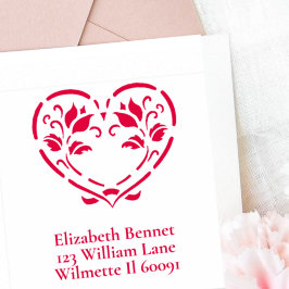 民芸の花ハート セルフインキングスタンプ