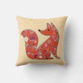 民芸の花模様のキツネ クッション (裏面)