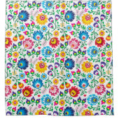 民芸の花模様2 シャワーカーテン (正面)