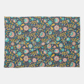 民芸の花模様 キッチンタオル (横)