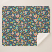 民芸の花模様 シェルパブランケット (正面(横))