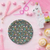 民芸の花模様 ペーパープレート (パーティー)