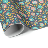 民芸の花模様 ラッピングペーパー (ロールコーナー)