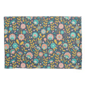 民芸の花模様 枕カバー (正面左)