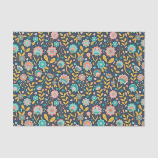 民芸の花模様 薄葉紙 (正面)