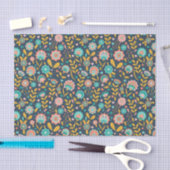 民芸の花模様 薄葉紙 (クラフト)