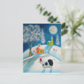 民芸の雪場面牛月 ポストカード (スタンド正面)