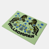 民芸のFriesianまたはFrisianの歓迎かWillkommenまたは青 ドアマット (アングル)