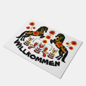 民芸のFriesianまたはFrisianの歓迎またはWillkommenの赤 ドアマット (アングル)