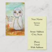 民芸を絵を描いているお洒落な森林白いフクロウ 名刺 (正面/裏面)