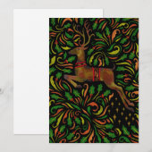 民芸品のトナカイのホリデーカード シーズンカード (正面/裏面)