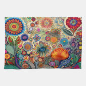 民芸花柄 キッチンタオル (横)