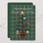 民芸調のクリスマスツリー シーズンカード (正面/裏面)