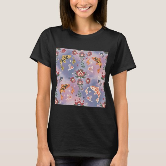 民芸風のシームレスな鯉の模様 â€“ Sc Tシャツ (正面)
