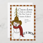 民芸 カウボーイ スノーマン お正月 招待状 (正面/裏面)