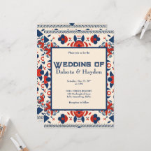 民芸 花柄 赤、白、青