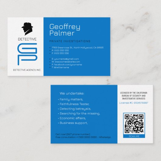 民間調査 |刑事プロフェッショナル 名刺 (正面/裏面)