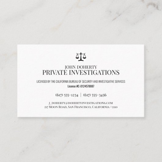 民間調査 |刑事プロフェッショナル 名刺 (正面)