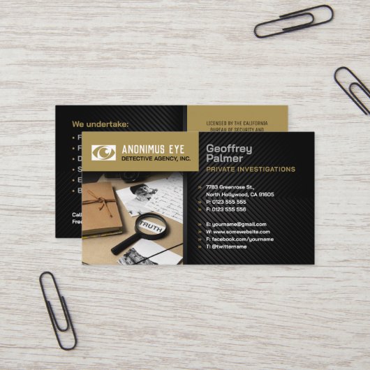 民間調査 |刑事プロフェッショナル 名刺 (正面/裏面インサイチュ)