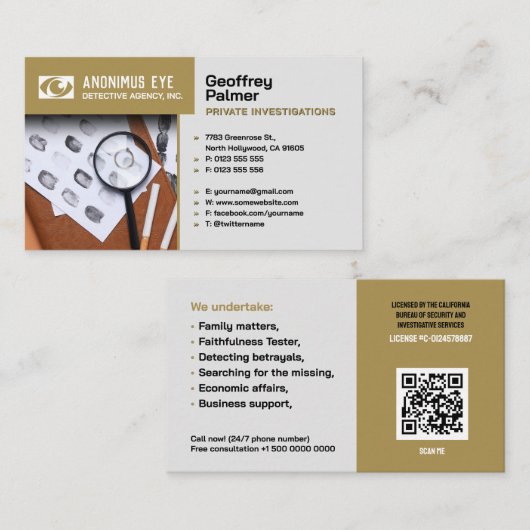 民間調査 |刑事プロフェッショナル 名刺 (正面/裏面)