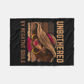 気づかれぬSyブラッククイーンアフリカ系アメリカ人女性L フリースブランケット (正面(横))