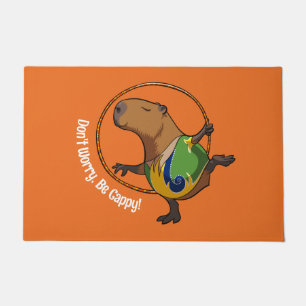 気にしないでCappy Capybara Gymnast Hoop Cartoon ドアマット