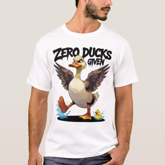 気にしないアヒルのイラスト Tシャツ (正面)