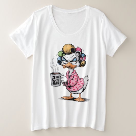 気にしないアヒル プラスサイズTシャツ (デザイン正面)