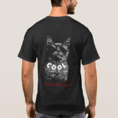 気にしないネコのタイポグラフィ Tシャツ (裏面)