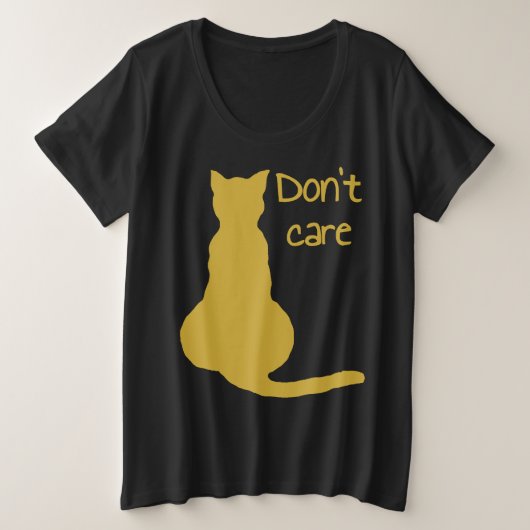 気にしない猫の引用漫画ベクターカットアウト プラスサイズTシャツ (デザイン正面)