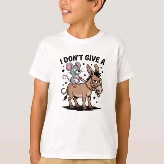 気にしない - おもしろネズミとロバ Tシャツ (正面)