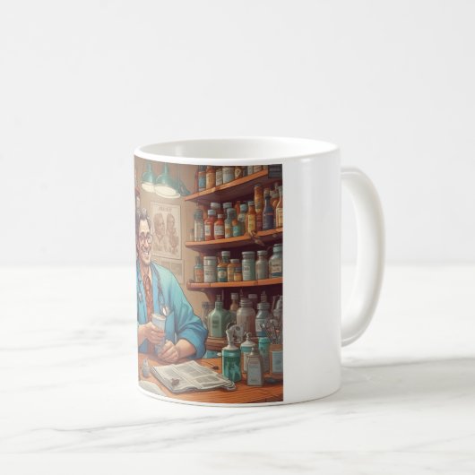 気にとカフェイン入りマグカップ:毎日の用量 コーヒーマグカップ (正面右)