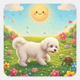 気になる仔犬 スクエアシール