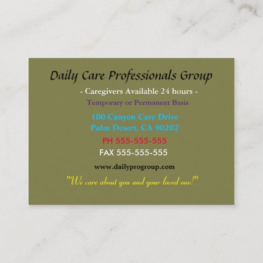 気にの4あなたの愛する1つのプロフェッショナル 名刺 (裏面)