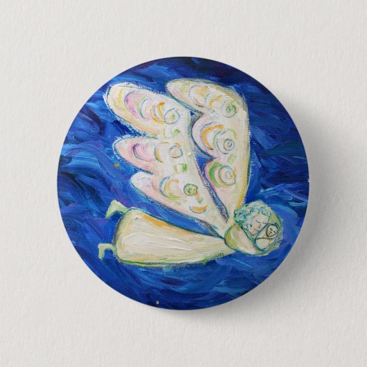 気にオブソウルエンジェル飛んでいる&ベビーピンペンダント 缶バッジ (正面)