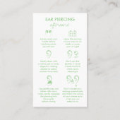 気に体ジュエリー穿孔用グリーンカード 名刺 (裏面)