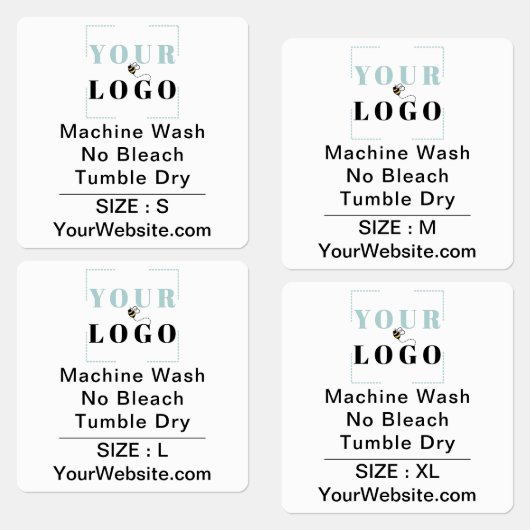 気に指示とサイズの正方形の白い服 ラベル (グループ)