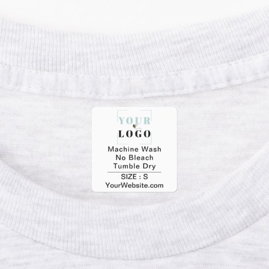 気に指示とサイズの正方形の白い服 ラベル (貼付)