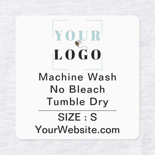 気に指示とサイズの正方形の白い服 ラベル (デザイン1)